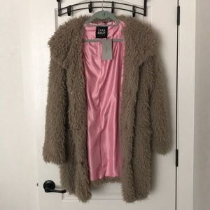 ZARA Faux Shearling Hooded Coat